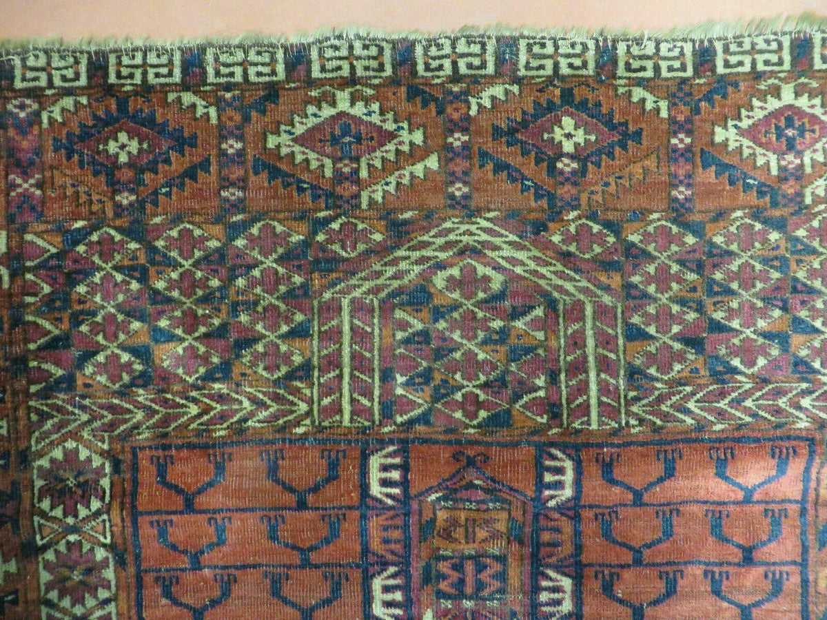 Antique Turkoman Ensi Wool Rug 4x5 - Jewel Rugs, view 12