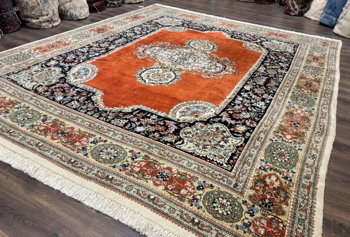 Persian Rug 11x13, Semi Open Field, Soft Wool Pile, Vintage Persian Carpet, Persian Tabriz Tabatabai - Jewel Rugs, view 2