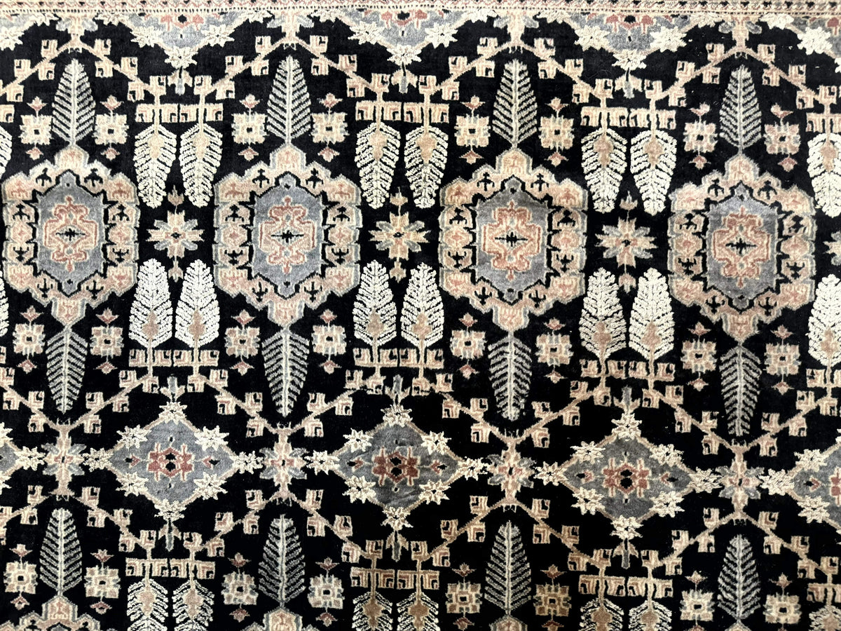 Turkoman Bokhara Rug 6x9, Pakistani Carpet, Black, Hand Knotted - Jewel Rugs, view 5