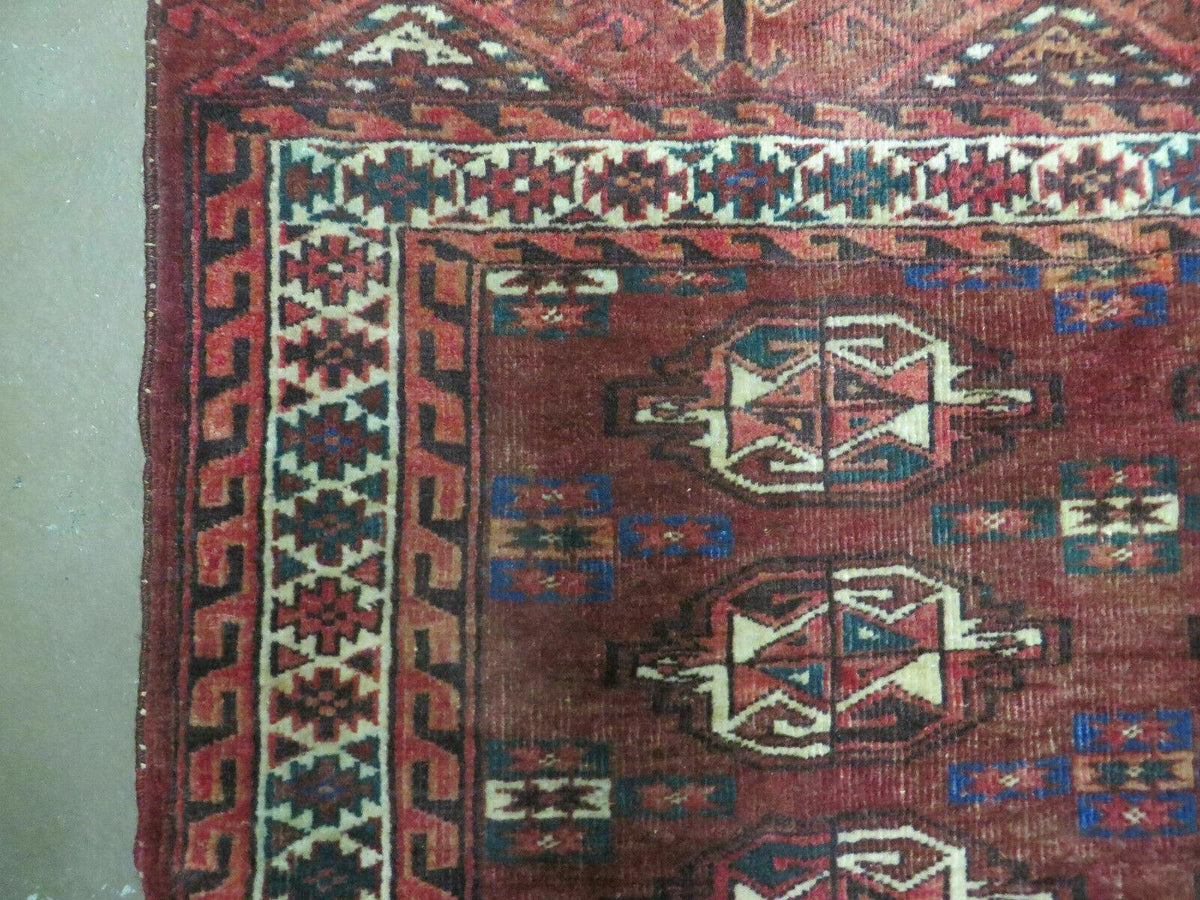 2.5' X 4' Antique Handmade Bokhara Turkoman Yamud Wool Rug Kilim Backing NICE - Jewel Rugs, view 8