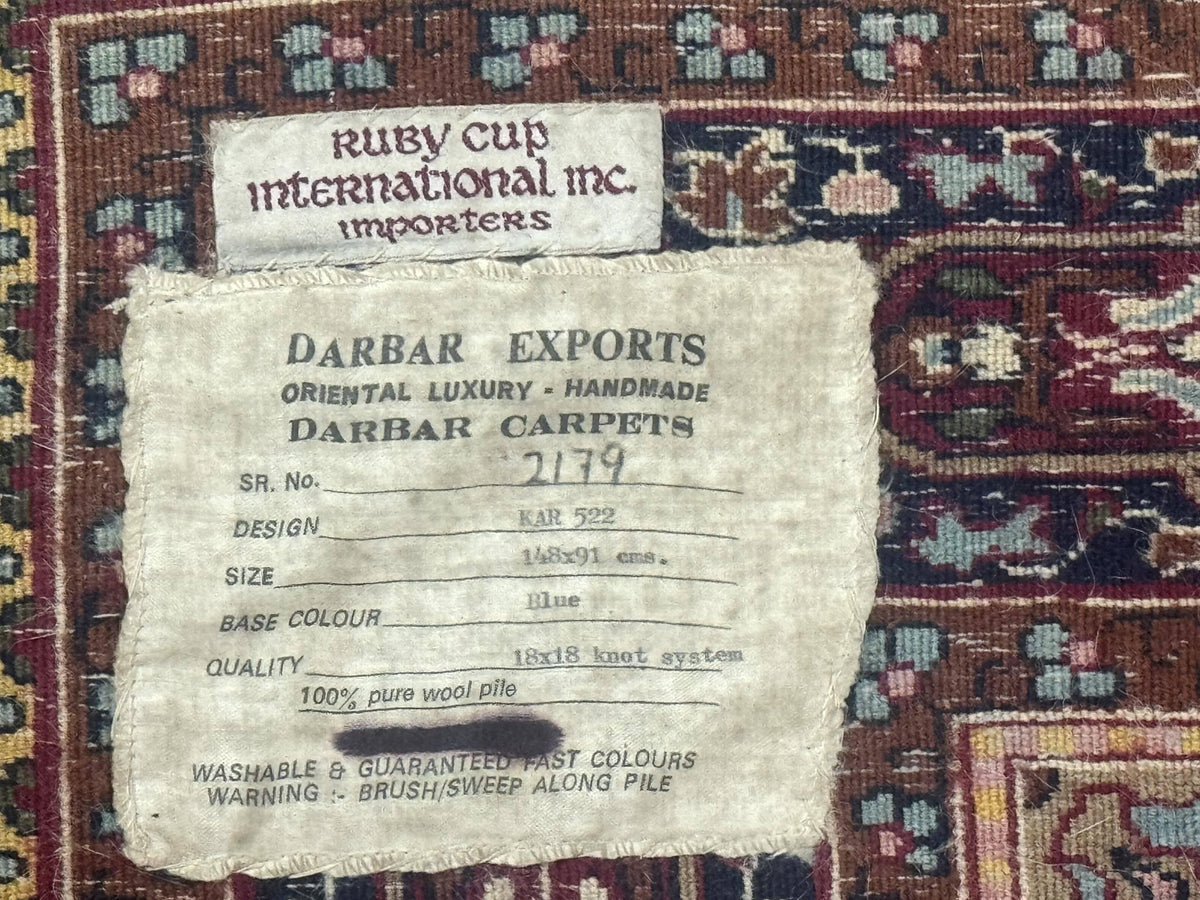 Indo Kashmiri Rug 3x5, Navy Blue, Very Fine 400 KPSI, Pair B - Jewel Rugs, view 11