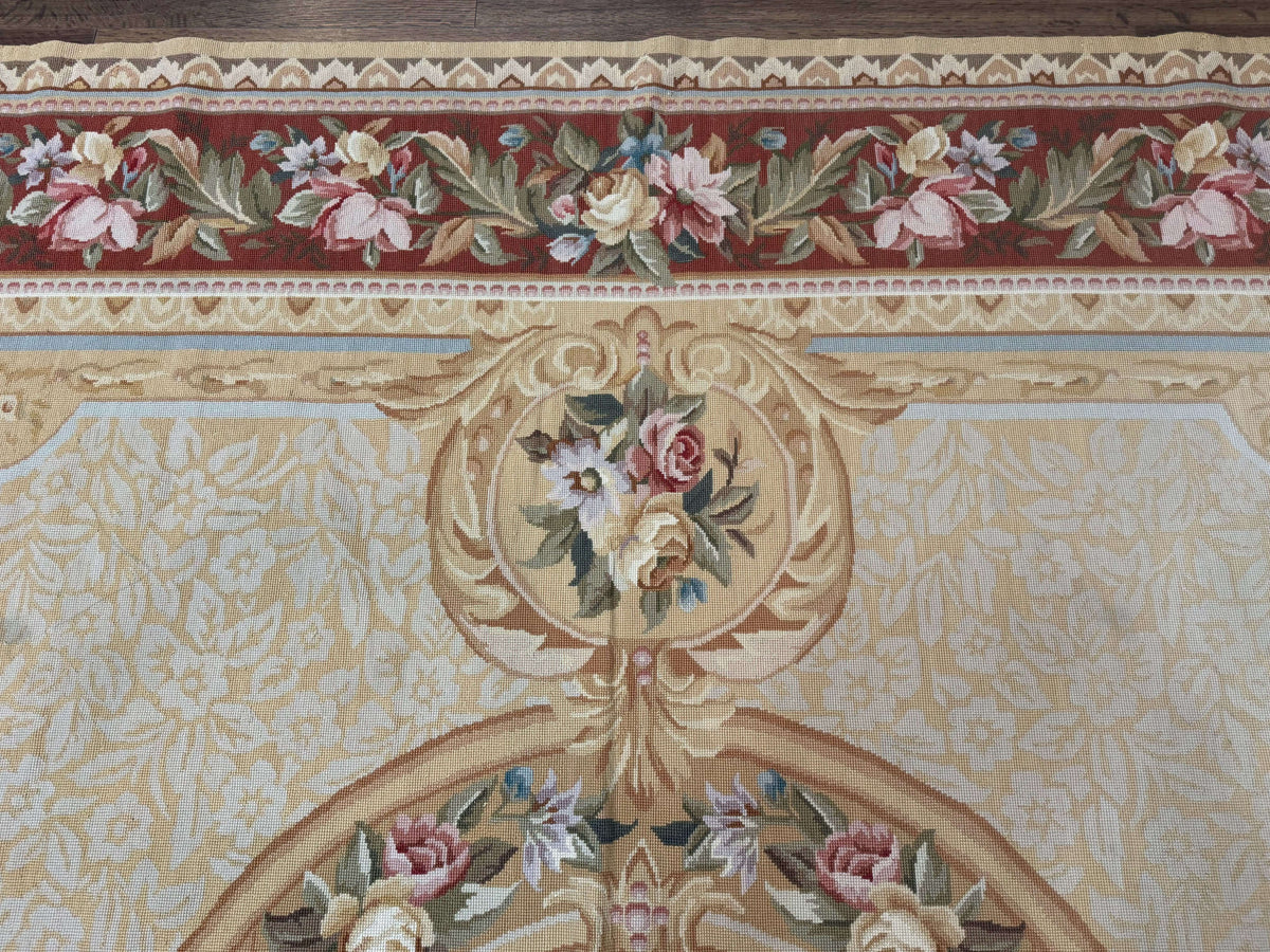 Needlepoint Rug 8x10, Aubusson Savonnerie European Carpet, Floral, Elegant - Jewel Rugs, view 4