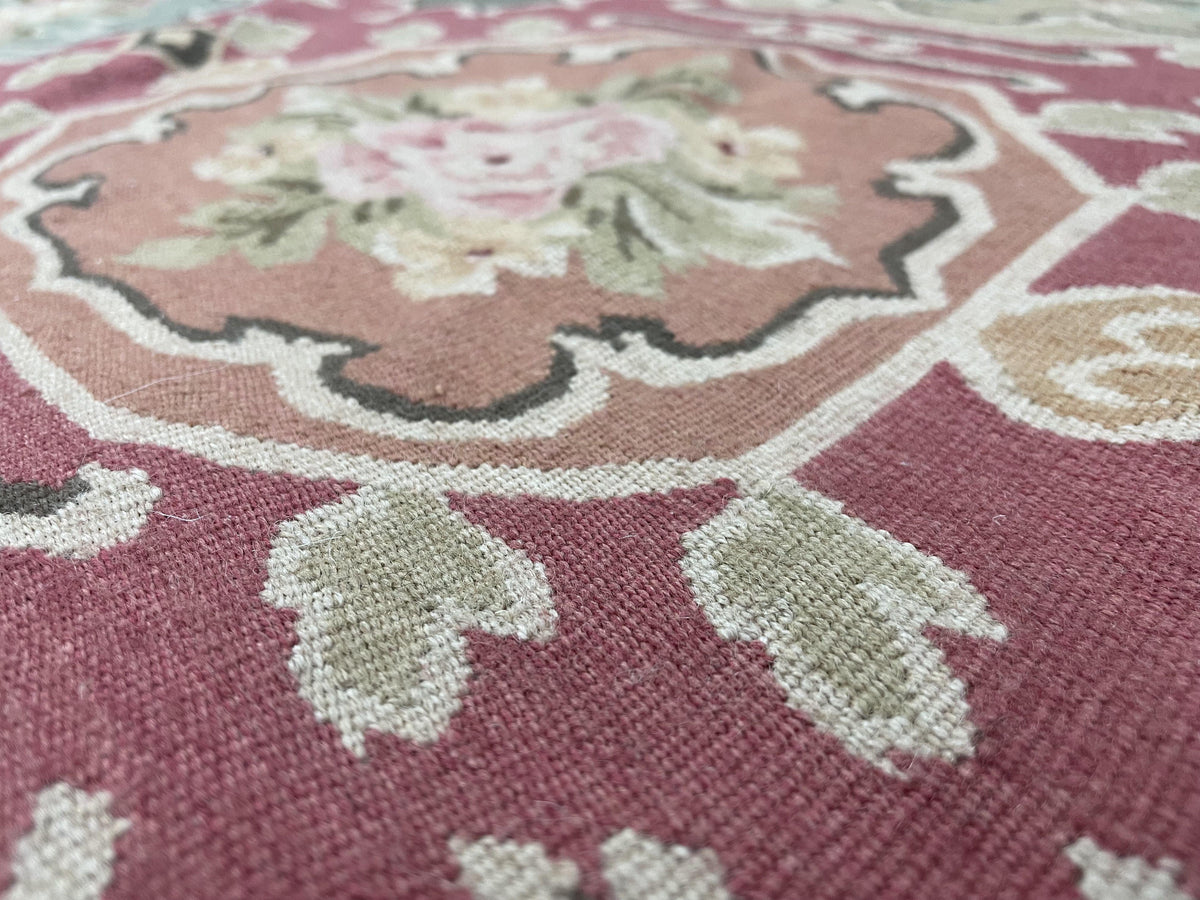 Square Aubusson Rug 9x9, Panel Design, European French English Carpet, Wool - Jewel Rugs, view 6