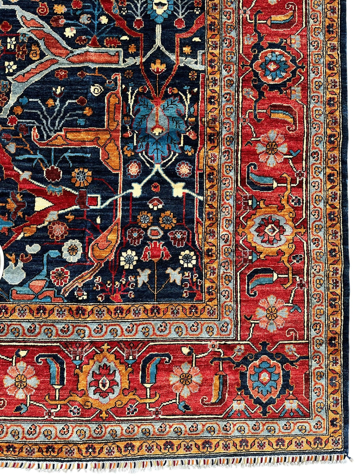 Afghan Bidjar Rug 9x12 | Navy, Red & Gold | Hand-Knotted Wool - Rugistan, view 6