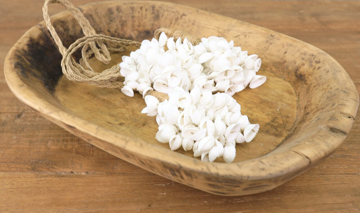24" Long White Shell Ball Tassels