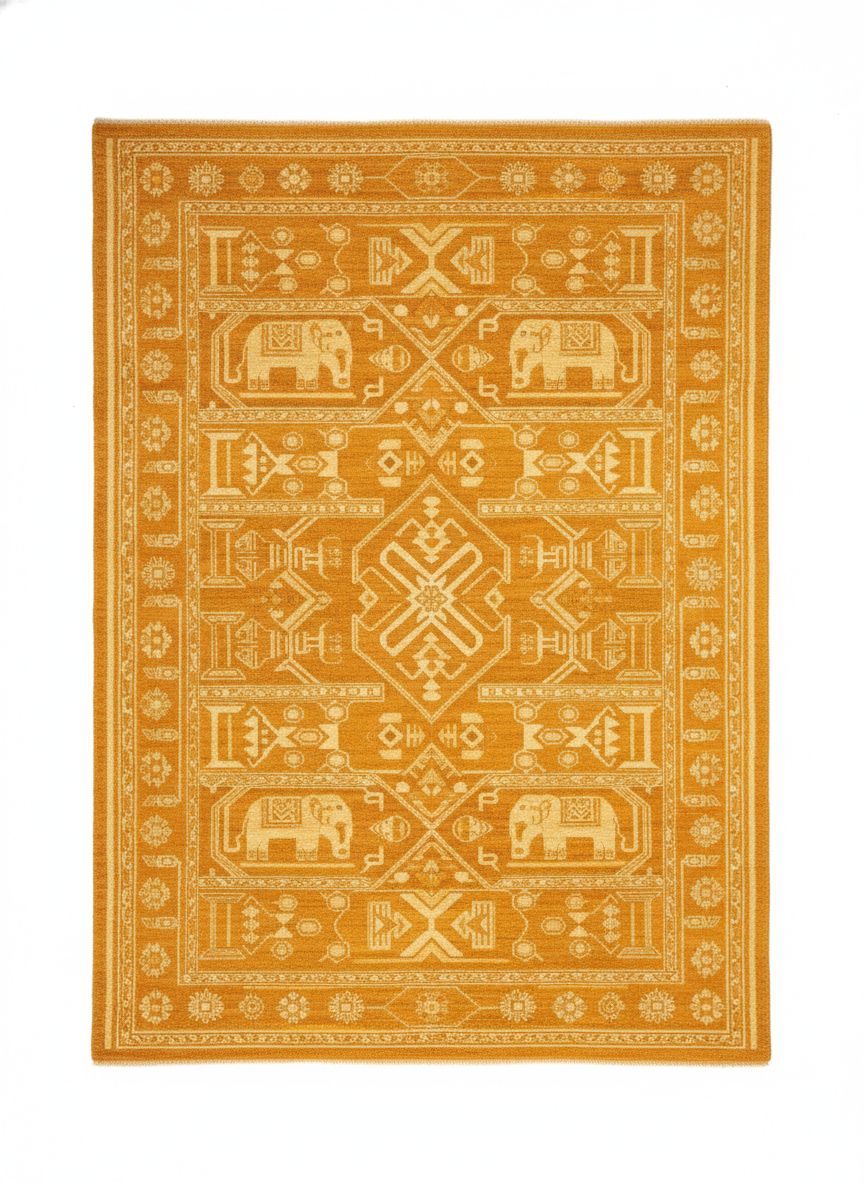 India Tribal Hand Knotted Rug Sample
