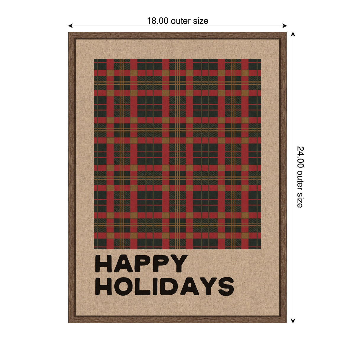 Holiday Plaid Neutral Linen by Kikiandnim Framed Canvas Wall Art Print