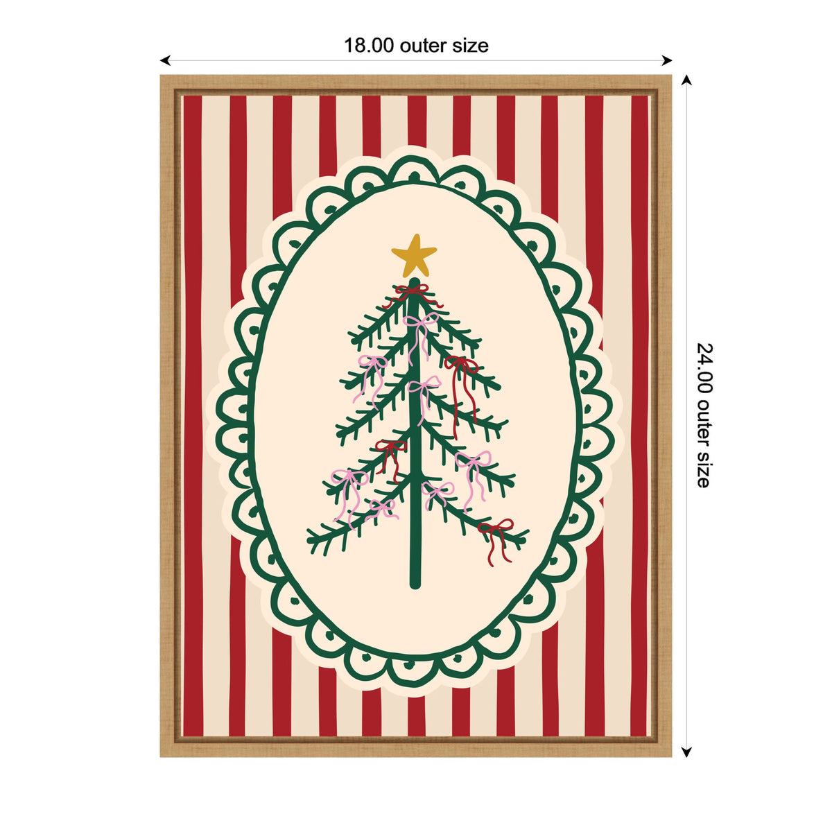 Retro Striped Christmas Tree by Lucky Guava Framed Canvas Wall Art Print