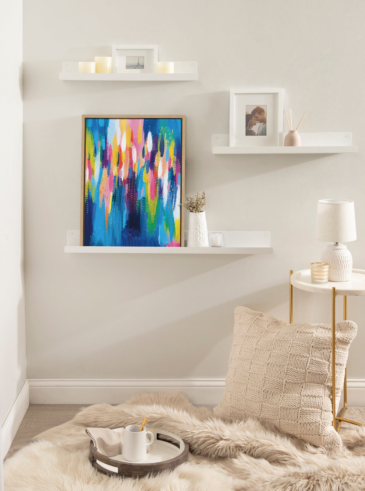 Sylvie EV Bright Brush Strokes 033 Framed Canvas by Ettavee