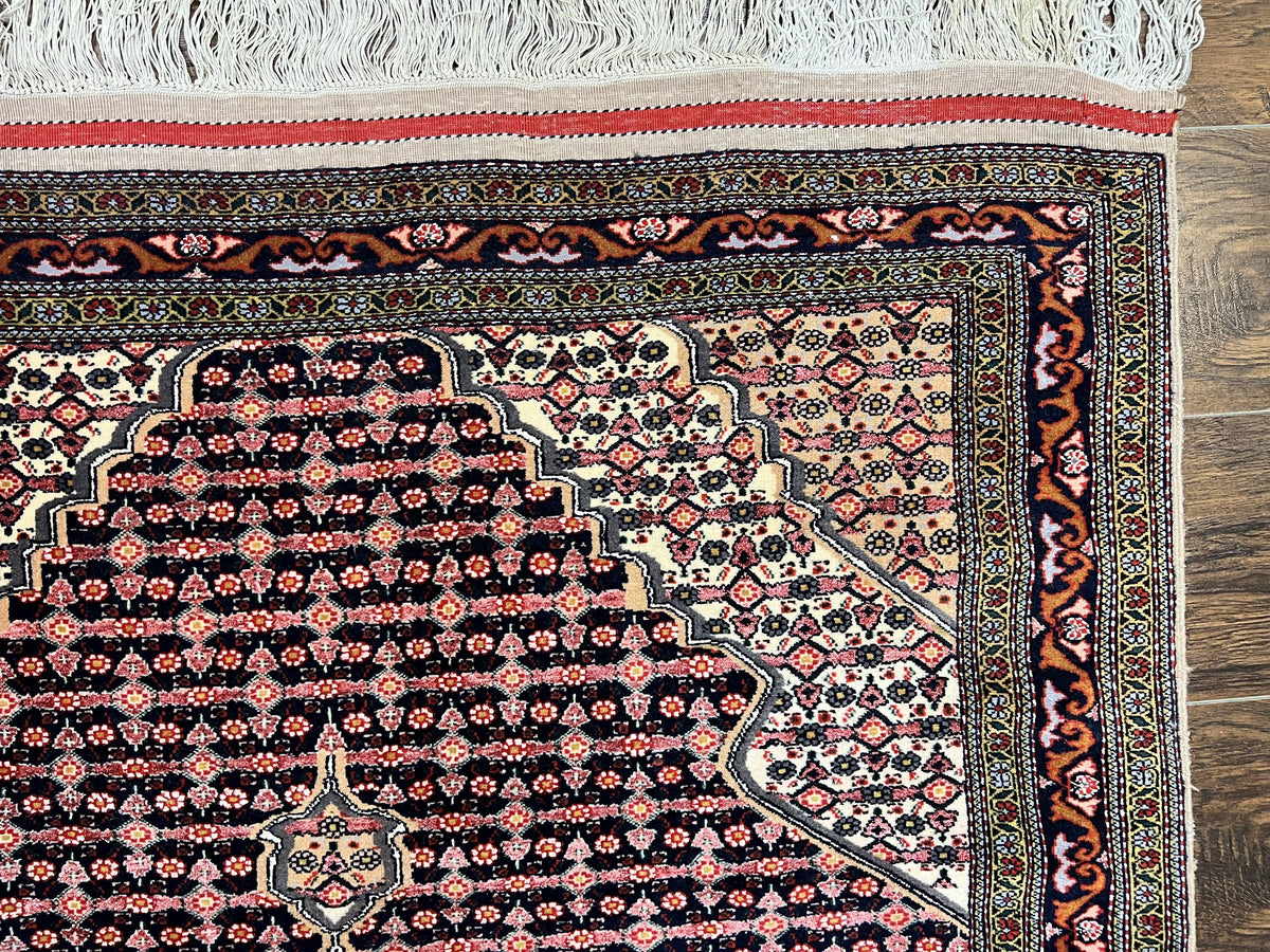 Afghan Rug 4x5, Wool with Silk Highlights, Very Fine Hand Knotted Vintage Oriental Carpet, Herati Pattern, Persian Rug, Bidjar Rug, 400 KPSI - Jewel Rugs, view 7