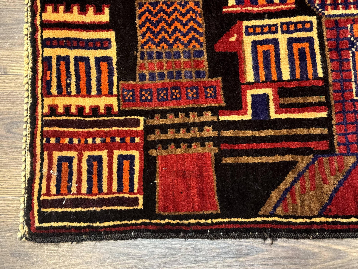 Balouch Rug 3x5, City Pictorial, Afghan Rug - Jewel Rugs, view 8