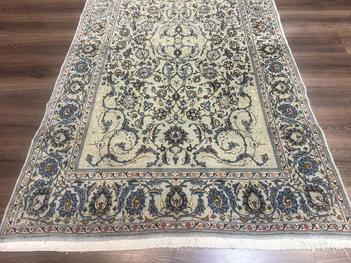 Persian Kashan Rug, Unique Colors, 225 KPSI, Light Green and Light Blue - Jewel Rugs, view 5