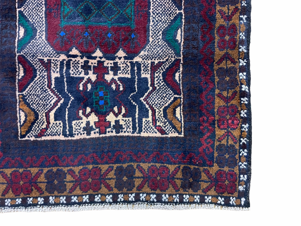 3 X 5 Vintage Handmade Tribal Wool Rug Balouchi Rug Afghan Rug Red Beige Nice - Jewel Rugs, view 9