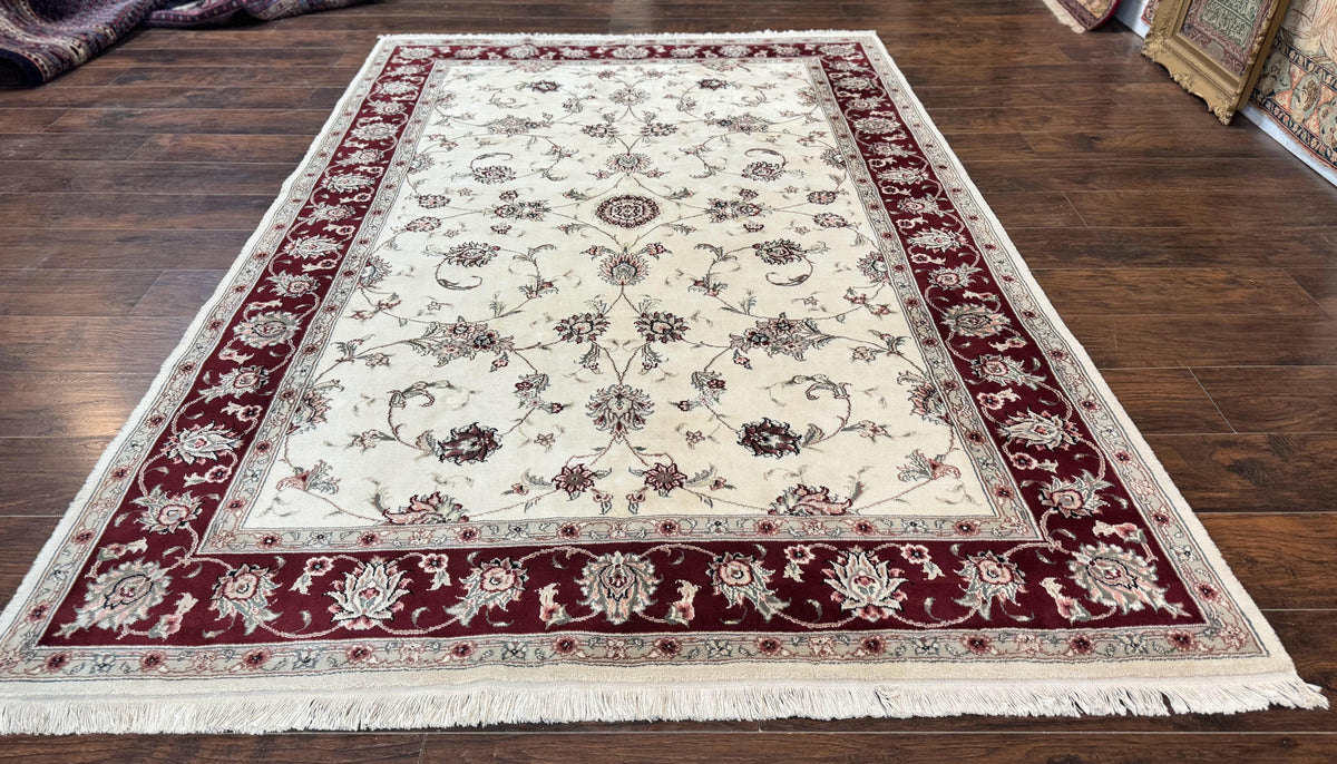 Ivory and Burgundy Pak Persian Rug 6x9 - Jewel Rugs, view 2