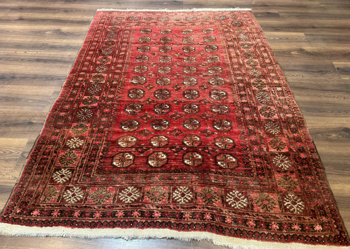 Antique Persian Turkoman Rug 5x6, Red - Jewel Rugs, view 2