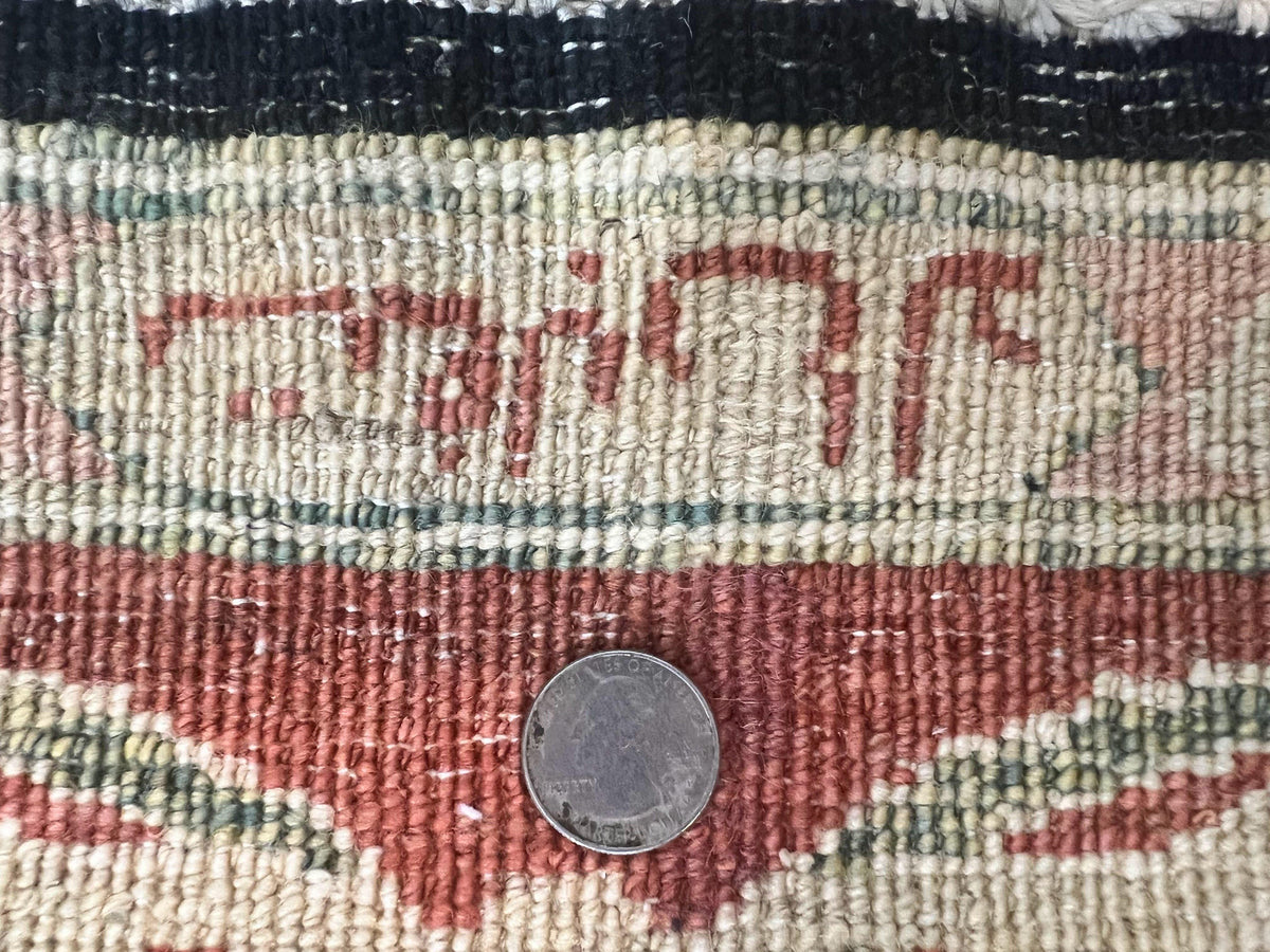 Pak Persian Rug 8x10, Pakistani Mahal Sultanabad Carpet, Signature from Master Weaver, Shiny Wool, Black Red Vintage Handmade Medallion Rug - Jewel Rugs, view 12