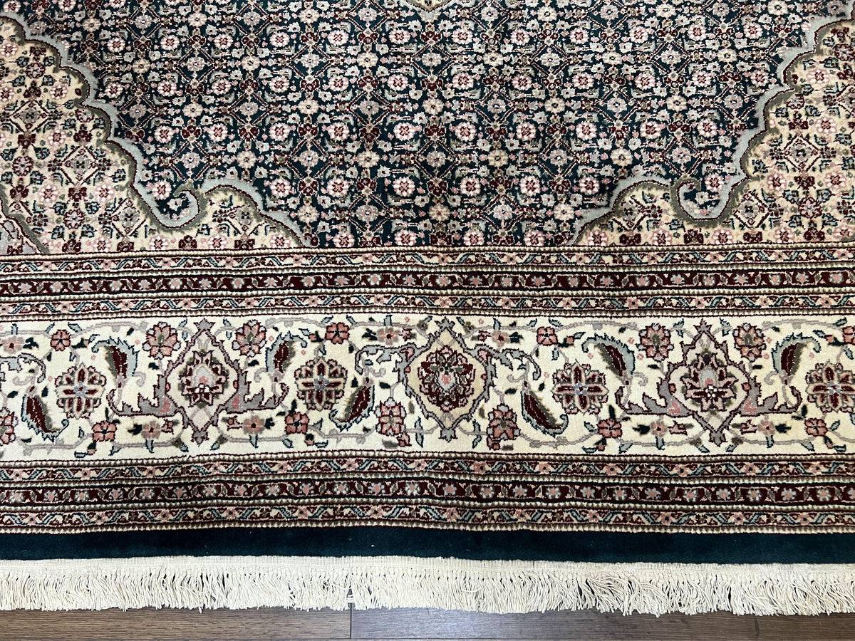 Sino Persian Rug 9x12, Dark Green and Ivory, Medallion, Mahi Herati, Elegant Oriental Carpet, Wool Hand Knotted Traditional Room Sized Rug - Jewel Rugs, view 5