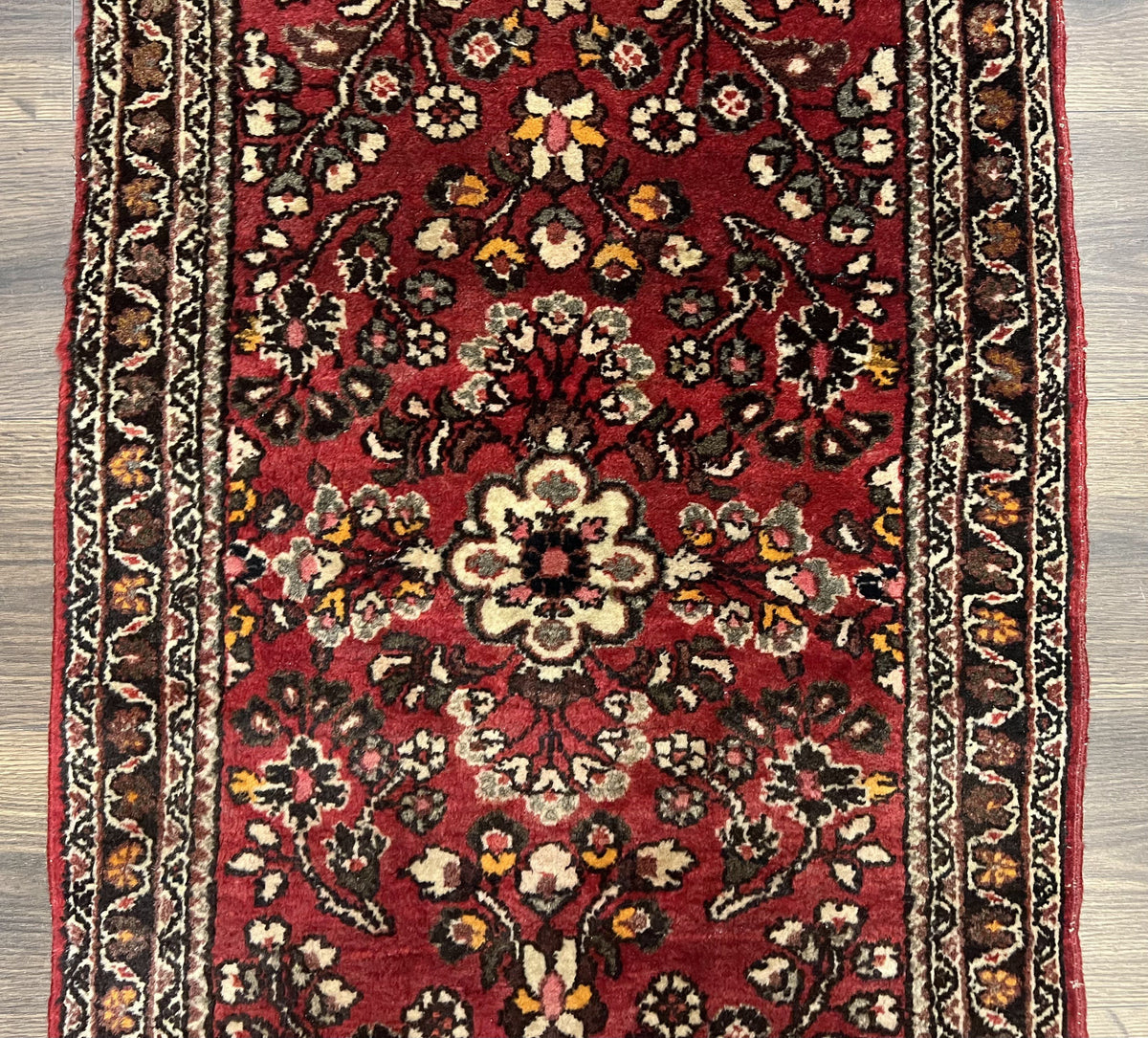 Small Persian Sarouk Rug 2x4 ft, Allover Floral Pattern, Red Black Cream, Hand Knotted Wool Traditional Oriental Carpet, Antique Persian Rug 2 x 4 - Jewel Rugs, view 11
