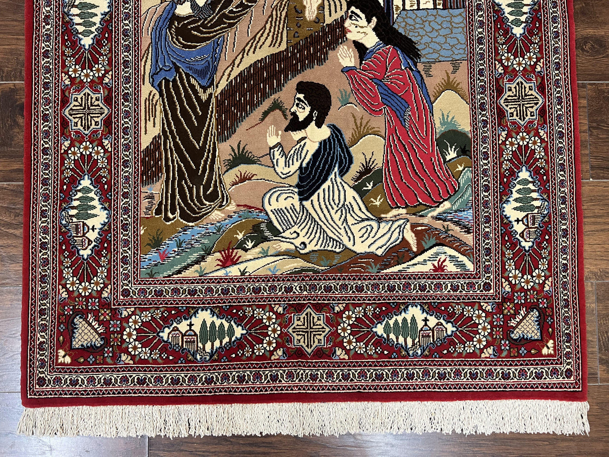 Persian Kashan Pictorial Rug 3x5 - Jesus on Cross - Jewel Rugs, view 5