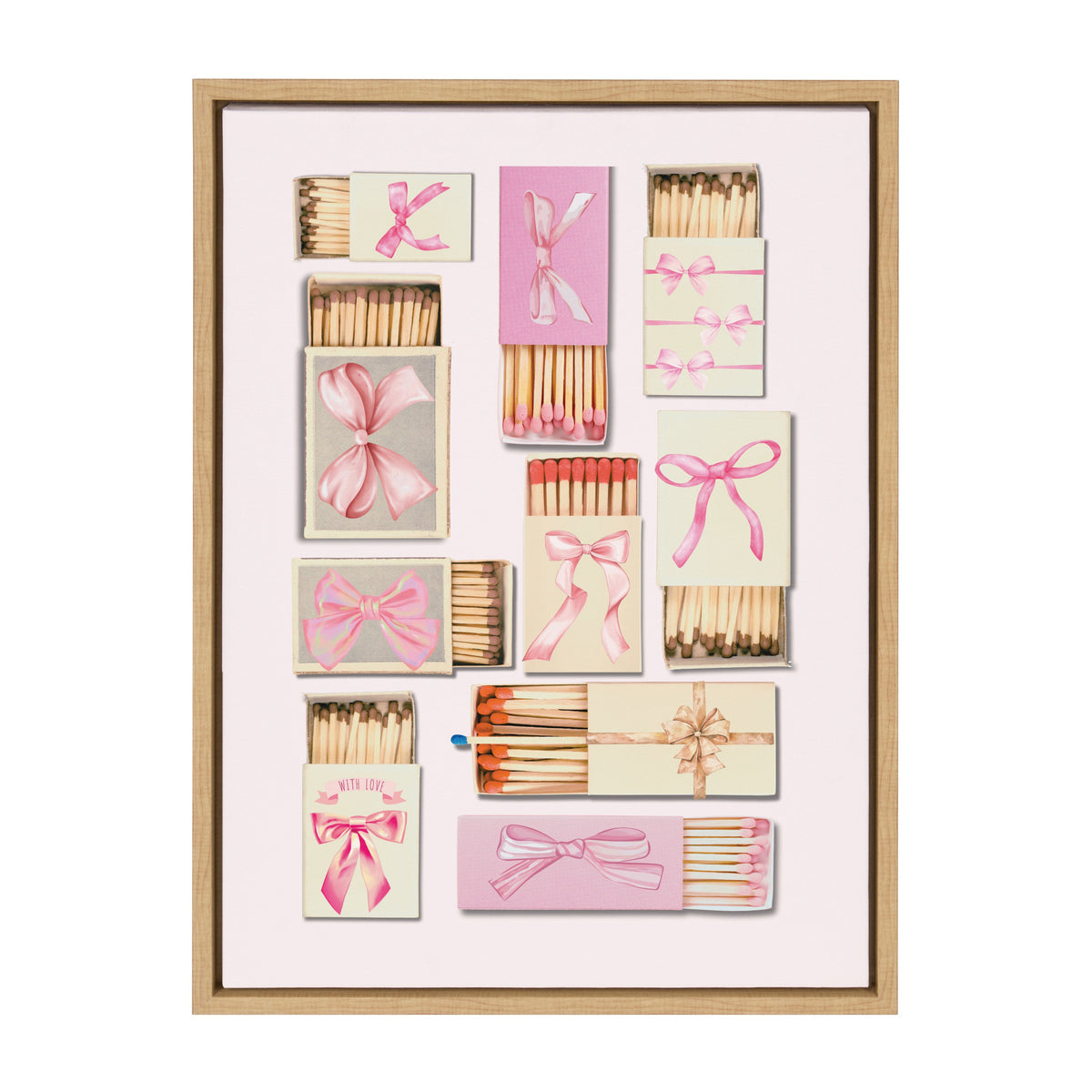 Sylvie Retro Matchboxes Bows Framed Canvas by Honey Island Studio