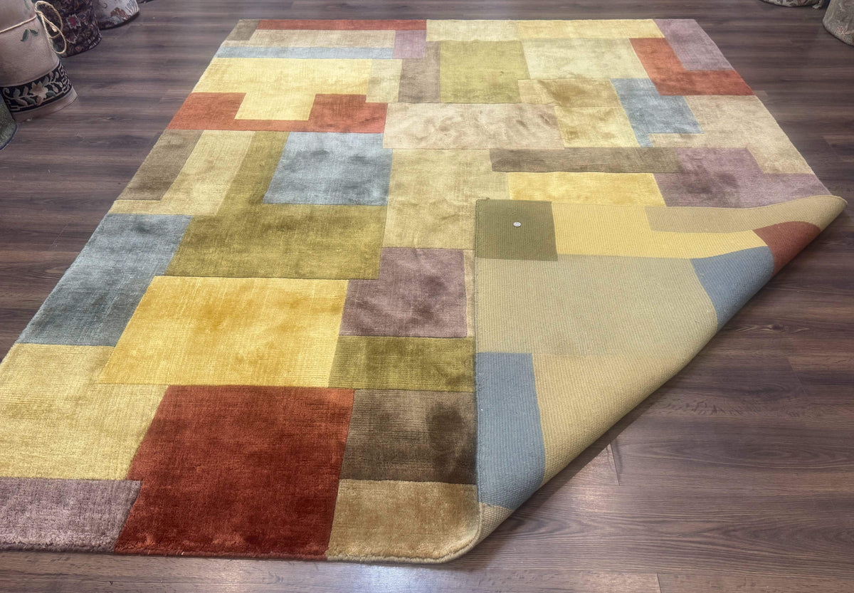Modern Tibetan Wool Rug 8x10, Multicolor, Thick Pile, Contemporary, Nepali, Handmade - Jewel Rugs, view 12