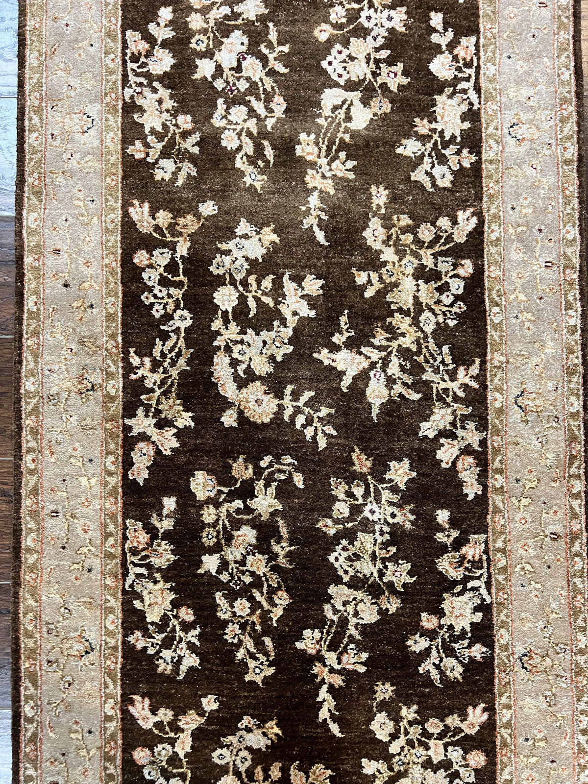 Peshawar Runner Rug 3 x 20, Wool Hand Knotted Vintage Pakistani Carpet, Brown & Taupe, Chobi Mahal Floral Rug, Extra Long Hallway Runner - Jewel Rugs, view 5