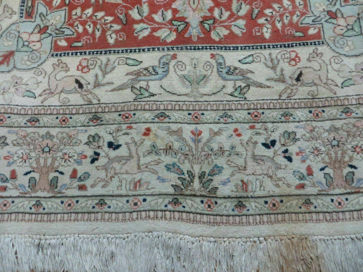6' X 9' Vintage Handmade India Oriental Floral Wool Rug Hunting Bird Deer Nice - Jewel Rugs, view 6