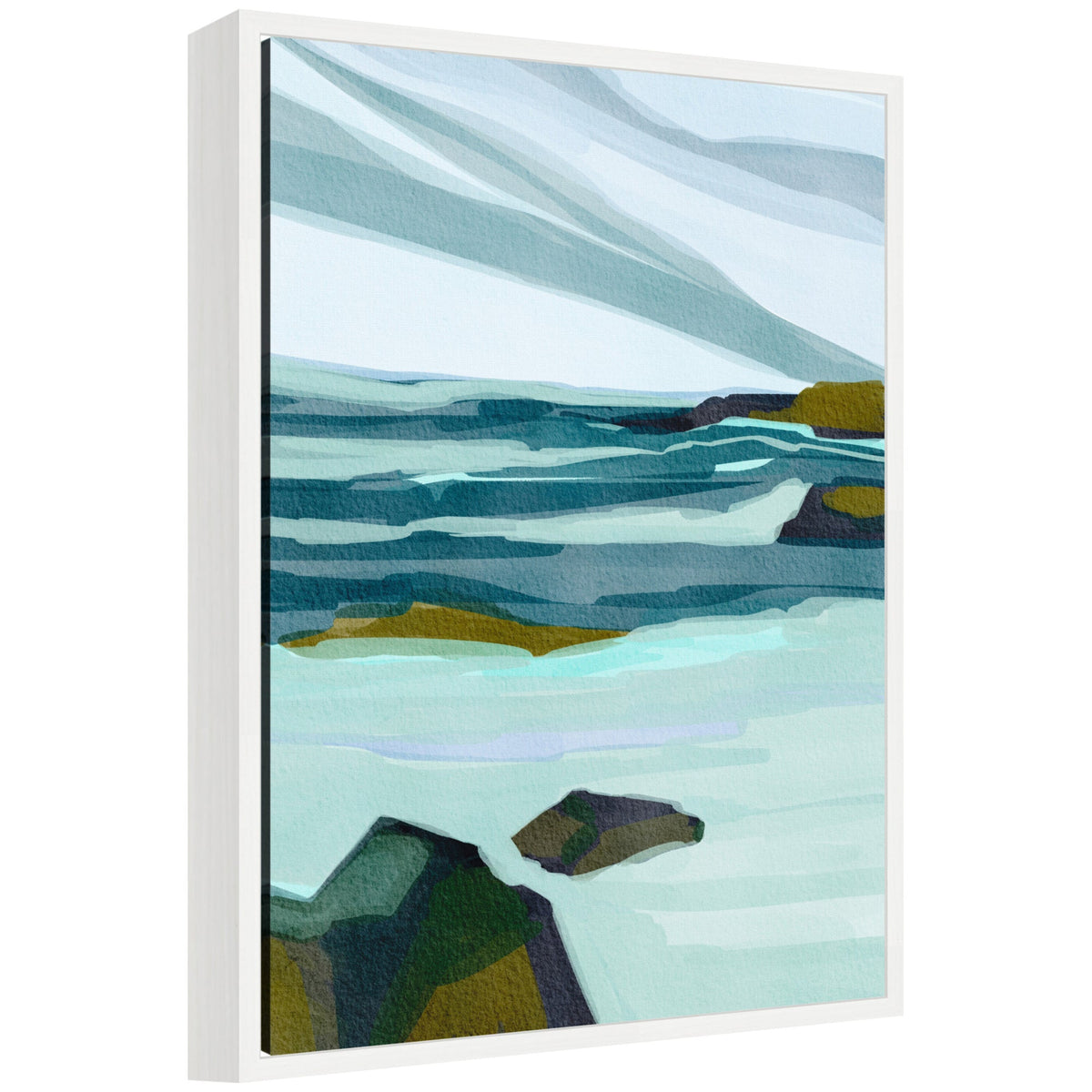 Sylvie Ocean Breeze Framed Canvas by Nikita Jariwala