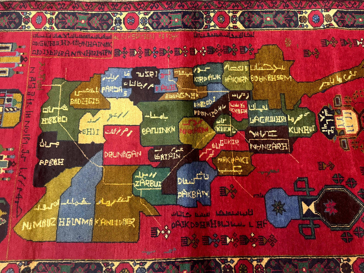 Red Afghan Balouch Rug 3x7, Tribal, Map of Afghanistan Depiction, Handmade, New - Jewel Rugs, view 4