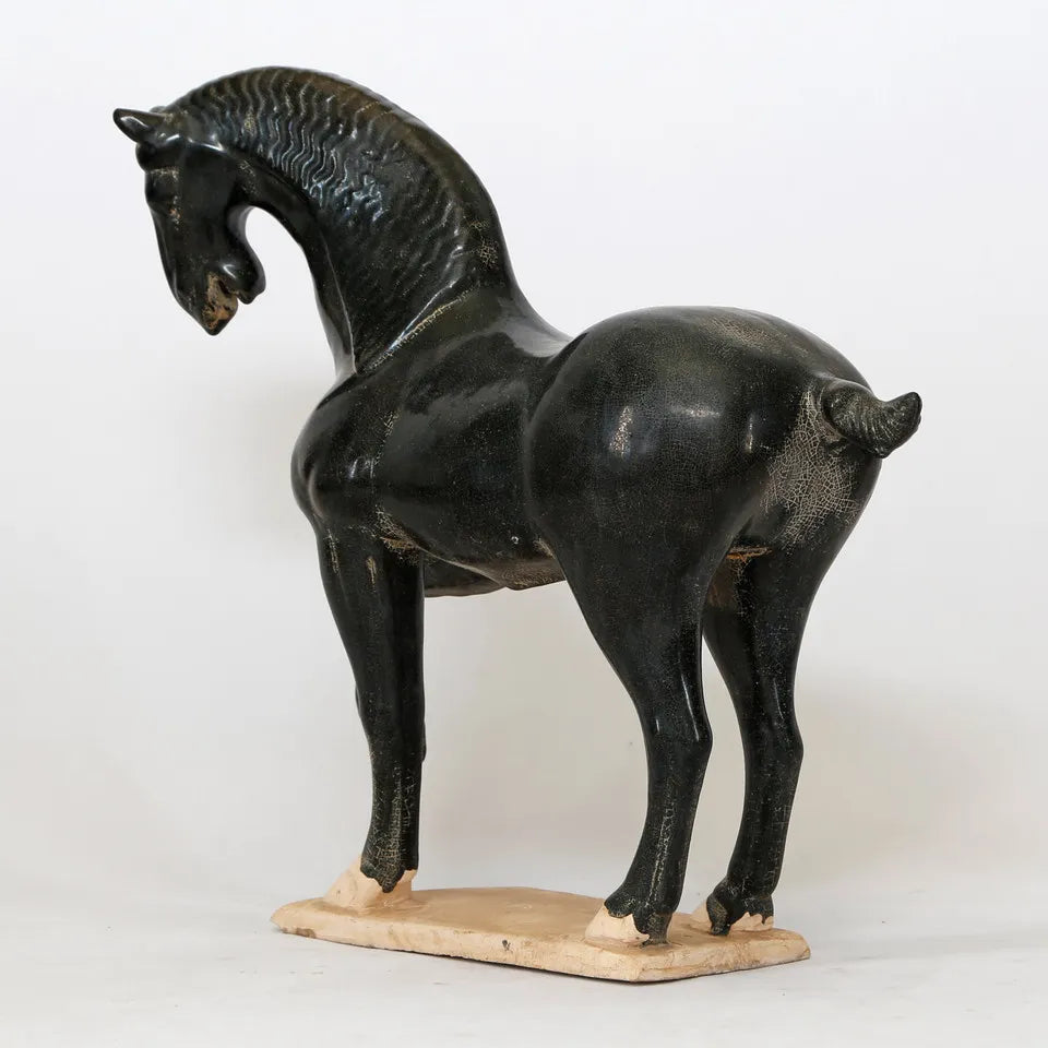 Terra Cotta Tang Horse Hoof Up, Black Glazed image 4