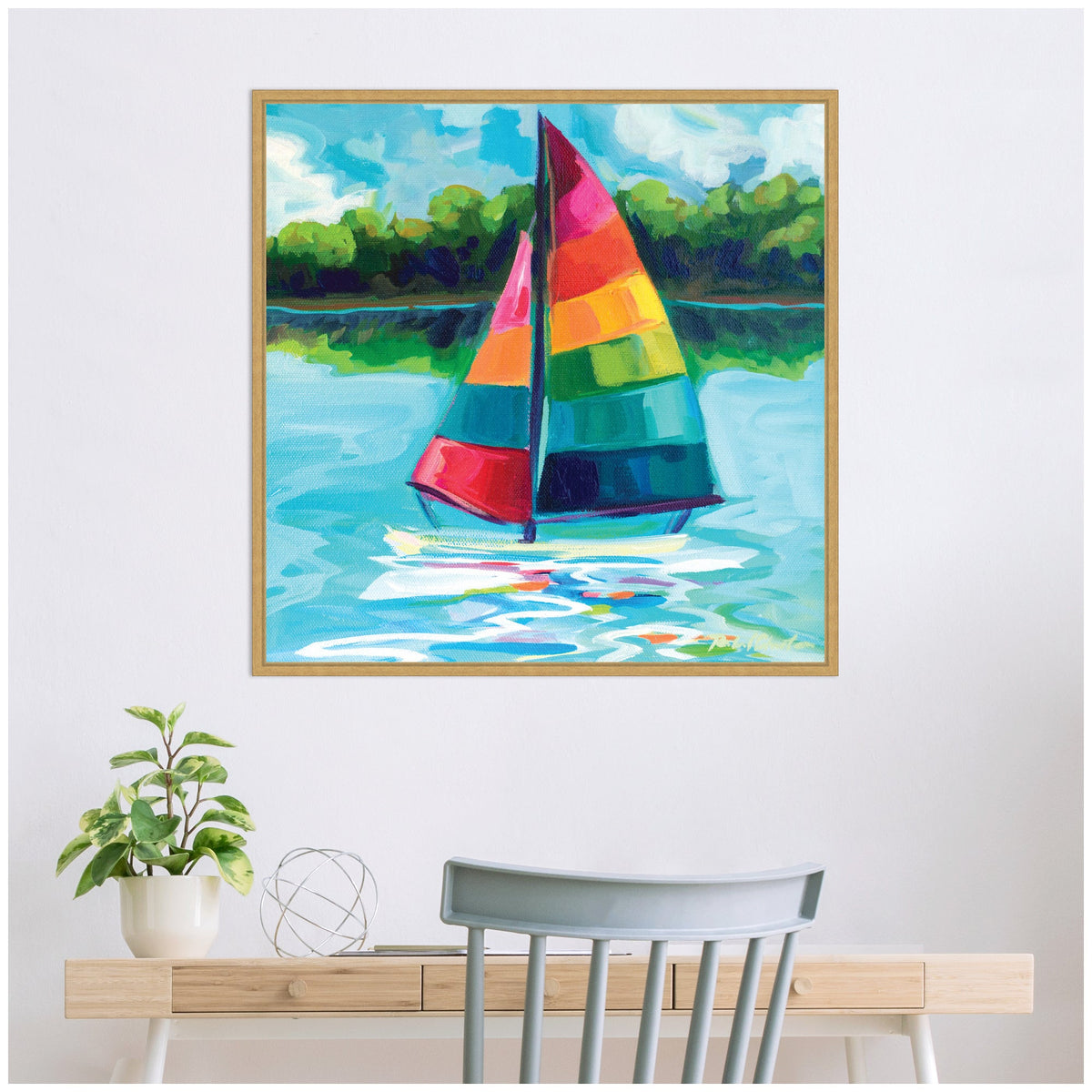 Sylvie Sunday Sailing Framed Canvas by Rachel Christopoulos