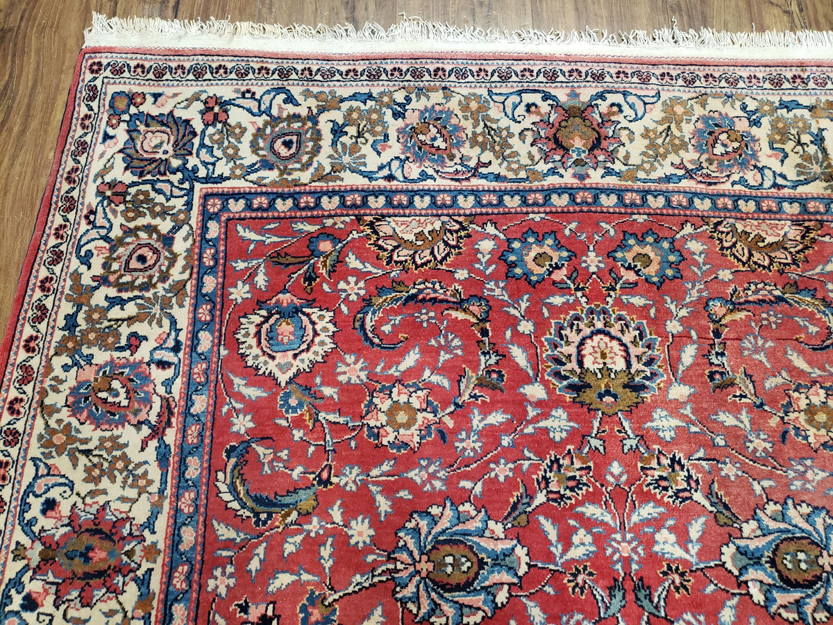 Semi Antique Persian Kashan Rug, Red & Beige, Hand-Knotted, Wool, 4'7" x 6' 6", Pair B - Jewel Rugs, view 7