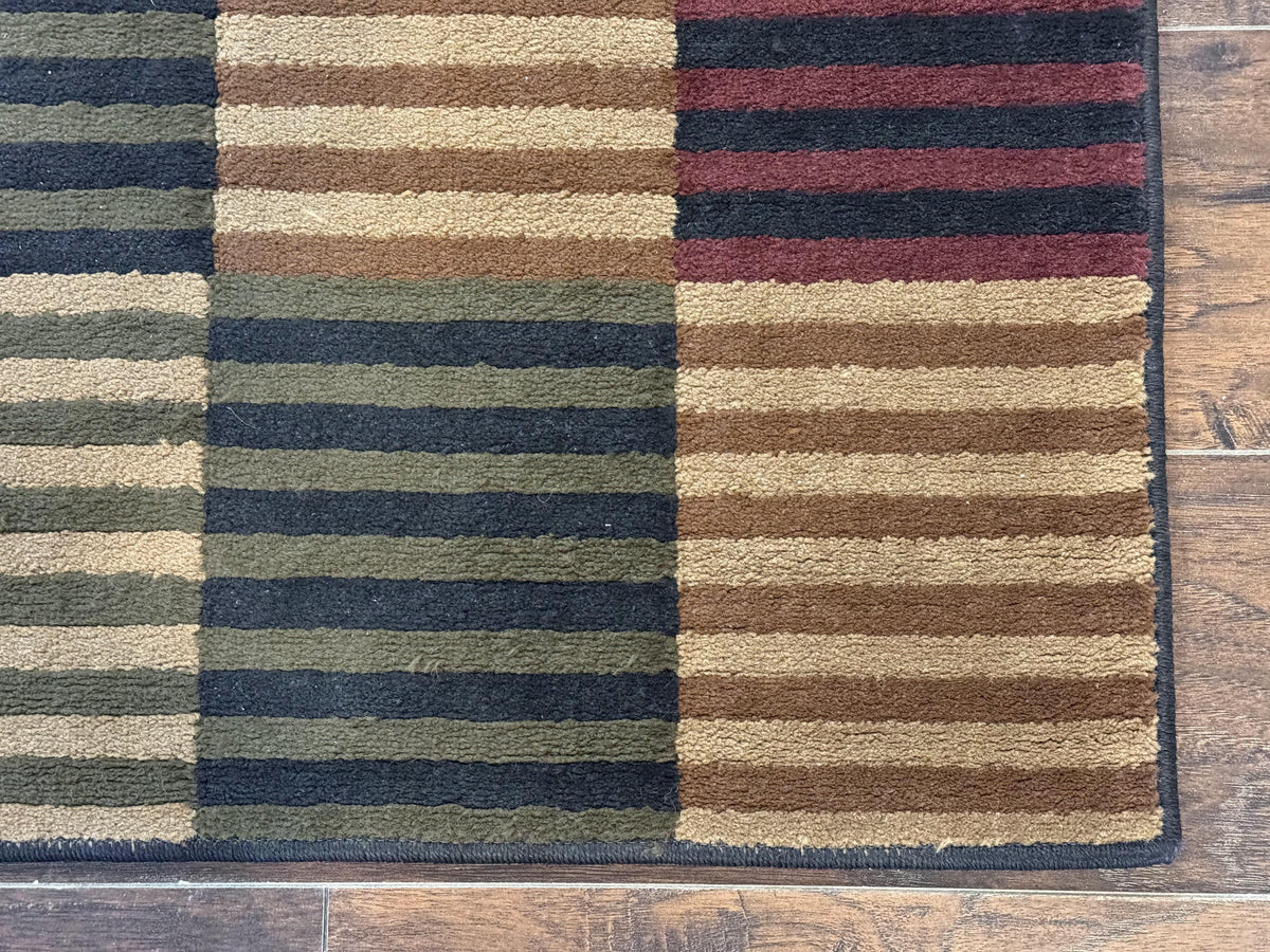 Vintage Power Loomed Rug 3.6 x 5, Brown Beige Black Tan, Box Design - Jewel Rugs, view 10