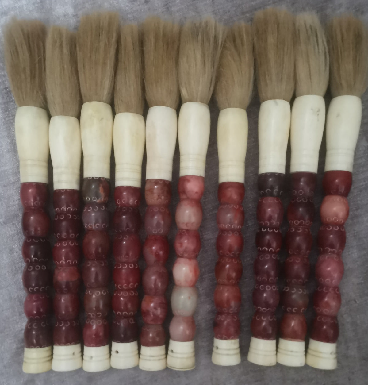 Approx. 15 Inches Large Jade Beads Calligraphy Brush Dark Garnet