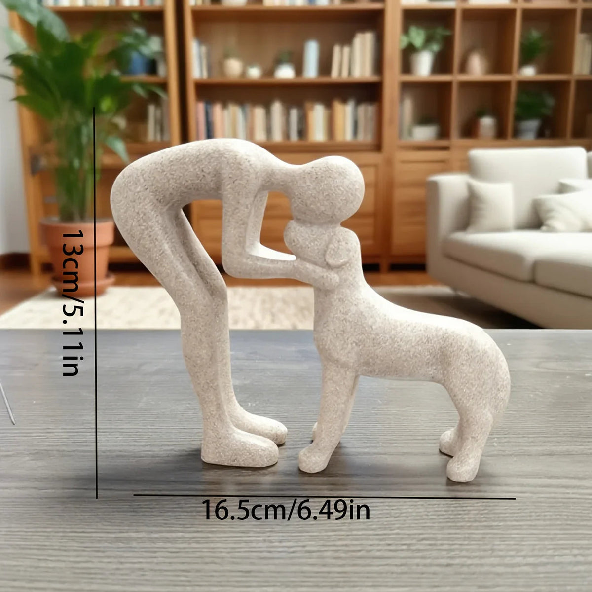 1 Creative Dog Sculpture Home Decor, Adorable for Man and Dog Statue Decoration, Suitable for Office, Living Room, Bedroom, Family, Pet Lover's Memory Gift