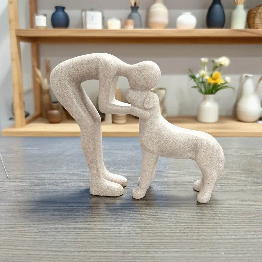 1 Creative Dog Sculpture Home Decor, Adorable for Man and Dog Statue Decoration, Suitable for Office, Living Room, Bedroom, Family, Pet Lover's Memory Gift