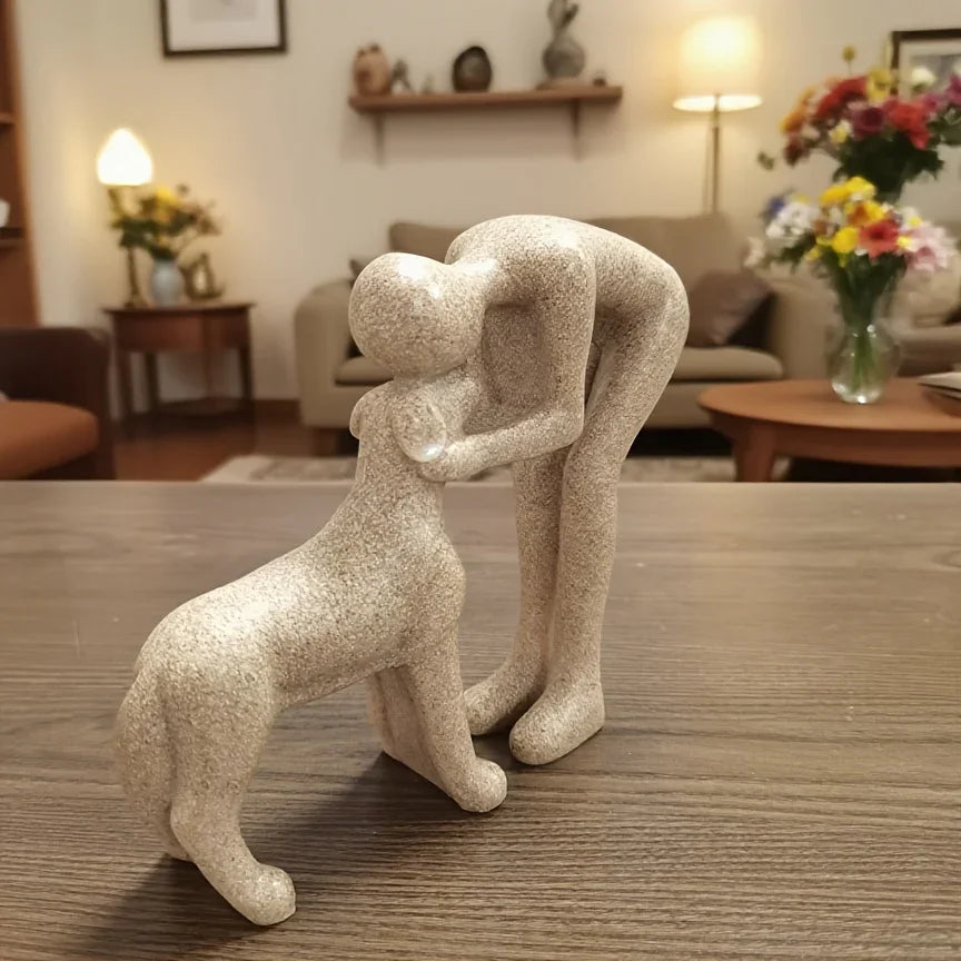 1 Creative Dog Sculpture Home Decor, Adorable for Man and Dog Statue Decoration, Suitable for Office, Living Room, Bedroom, Family, Pet Lover's Memory Gift