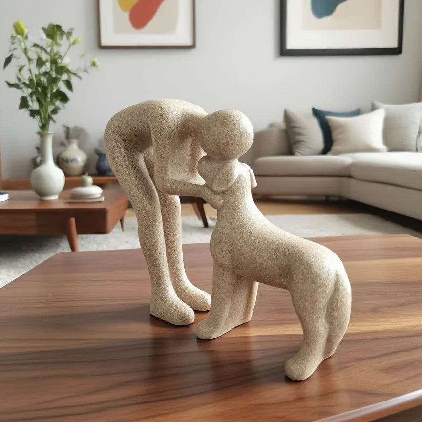 1 Creative Dog Sculpture Home Decor, Adorable for Man and Dog Statue Decoration, Suitable for Office, Living Room, Bedroom, Family, Pet Lover's Memory Gift
