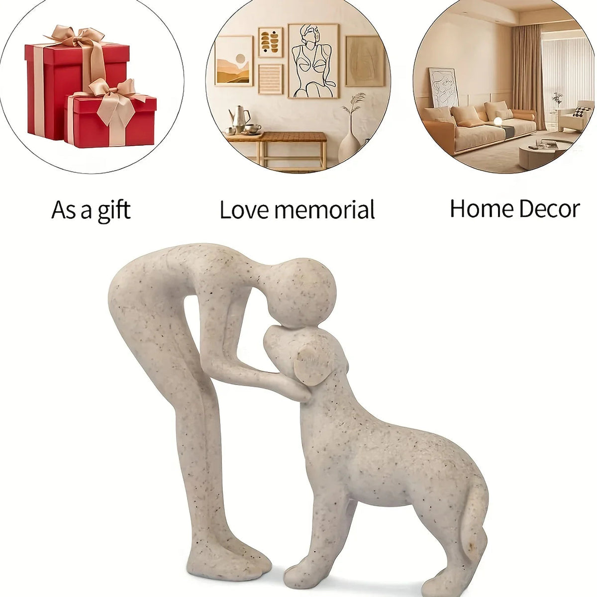 1 Creative Dog Sculpture Home Decor, Adorable for Man and Dog Statue Decoration, Suitable for Office, Living Room, Bedroom, Family, Pet Lover's Memory Gift