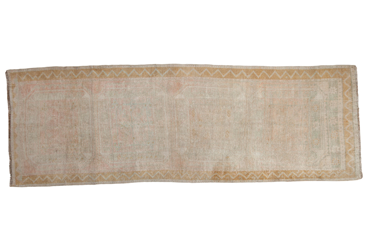 3.5x9.5 Vintage Distressed Oushak Rug Runner