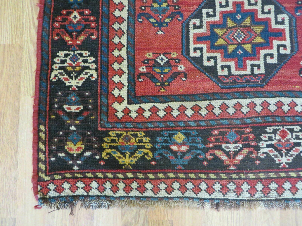 3' 3" X 10' Hand-Knotted Antique Handmade Caucasian Kazak Wool Runner Rug - Jewel Rugs, view 8