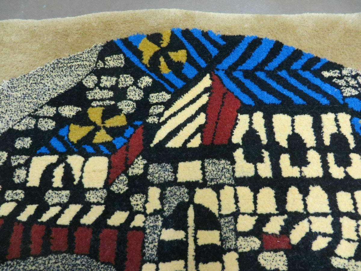 3' X 4' Vintage Hand Crafted Israel Wool Rug Carpet Wall Hanging Signed Hebrew - Jewel Rugs, view 6