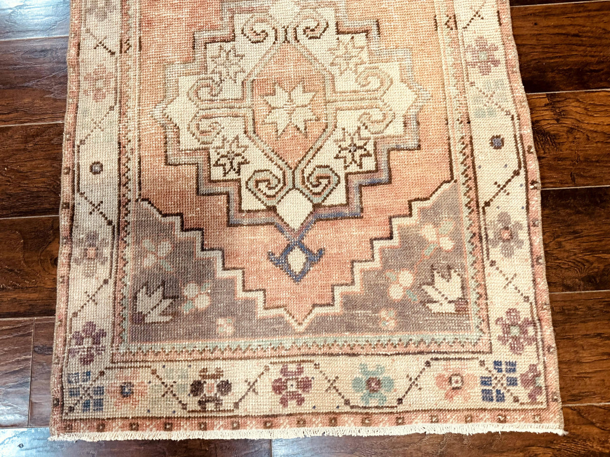 Antique Turkish Runner Rug 3 x 9.6, Farmhouse Rug, Geometric Runner, Handmade, Vintage Rug for Modern Home - Jewel Rugs, view 5