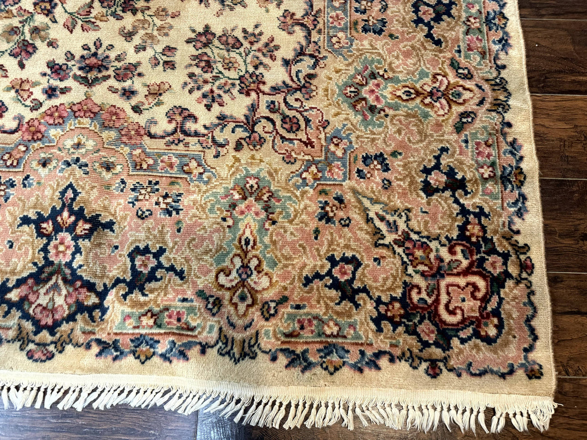 Antique Karastan Rug 8.8 x 12 Lanamar Floral Ivory Kirman Wool Discontinued - Jewel Rugs, view 9