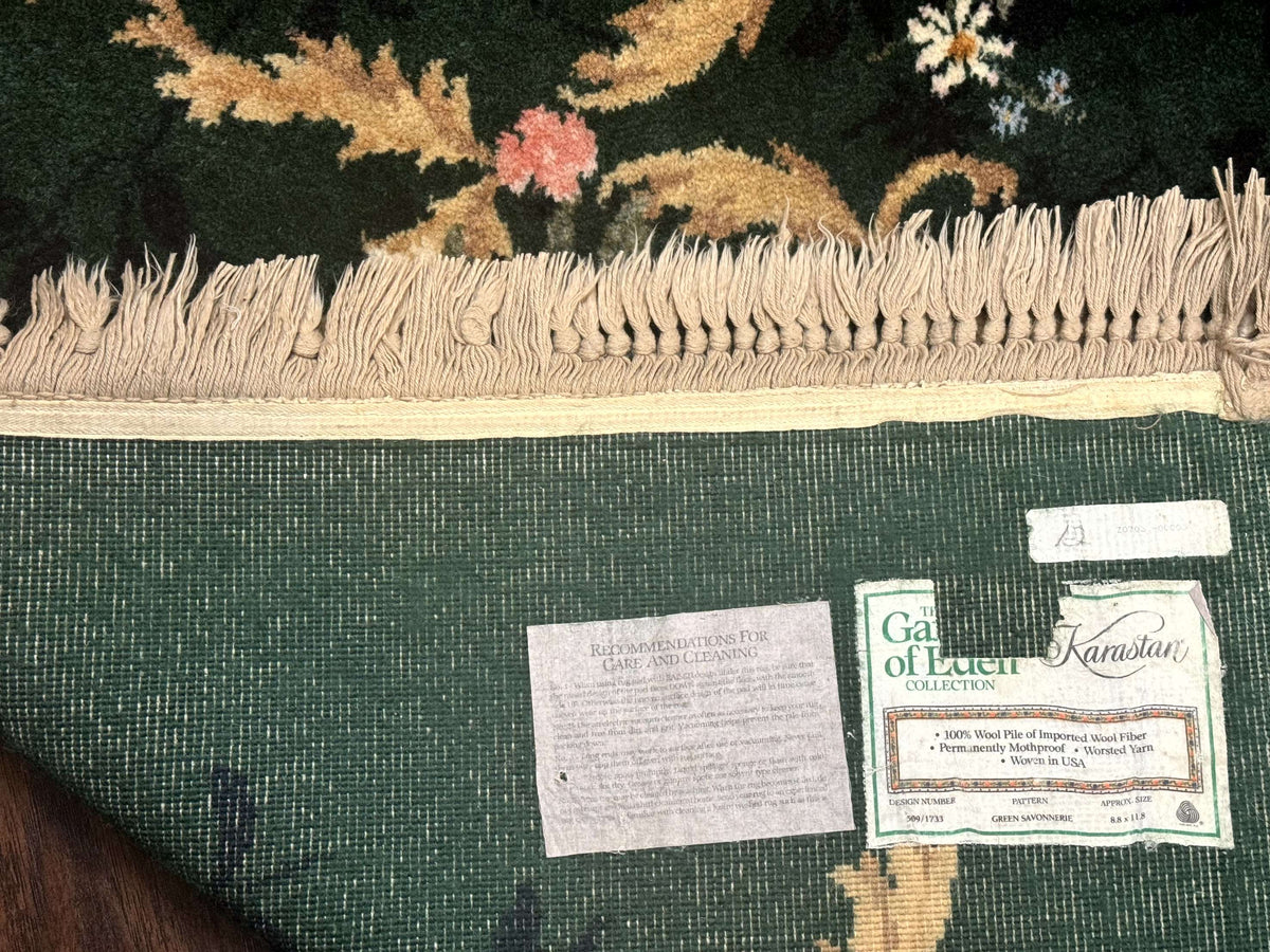 Karastan Garden of Eden Rug 8.8 x 11.8, Green Savonnerie 509/1733, Wool - Jewel Rugs, view 14