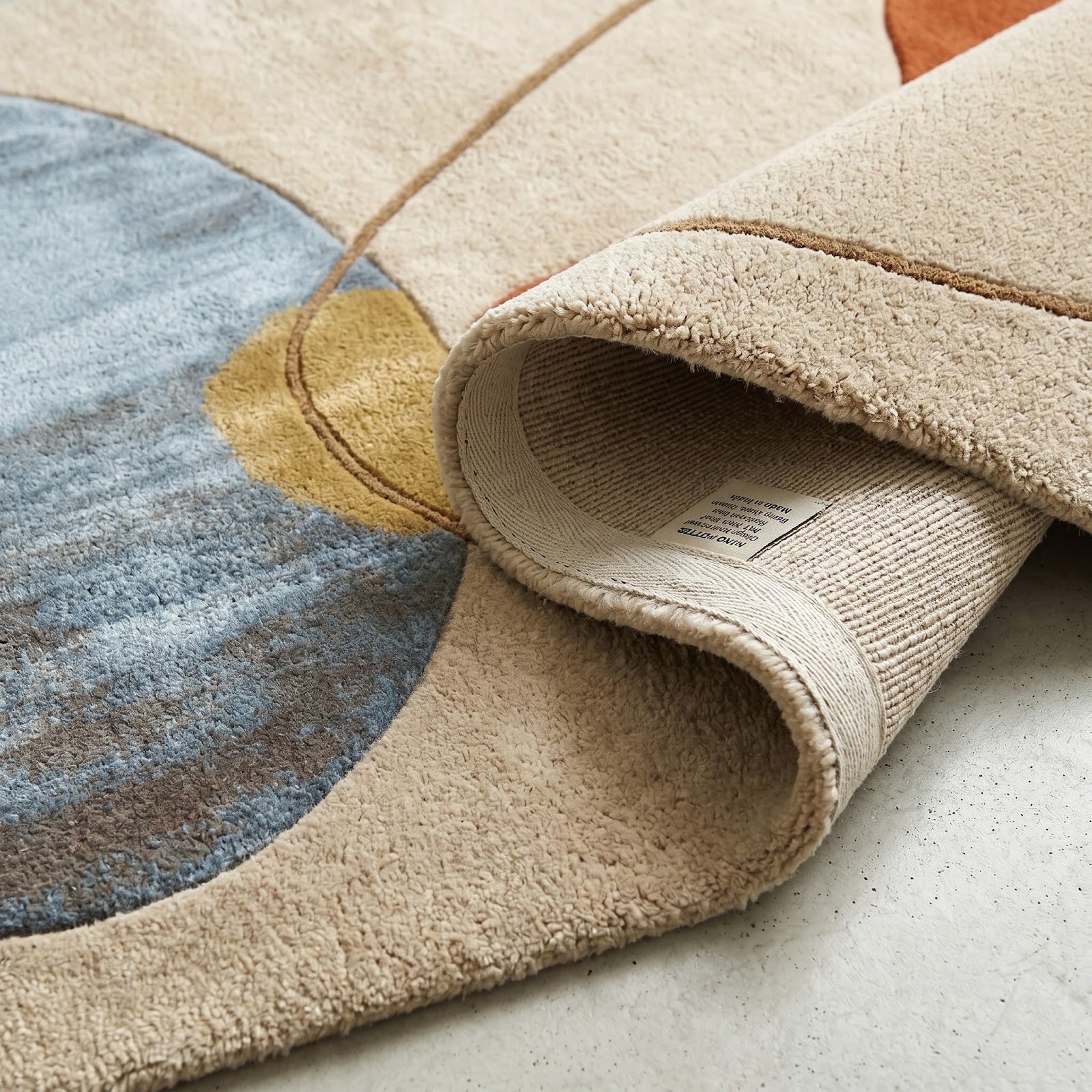 Modern Organic Balance Hand Tufted Wool Rug | Terracotta & Slate Blue Abstract Area Rug — 2x3 ft'