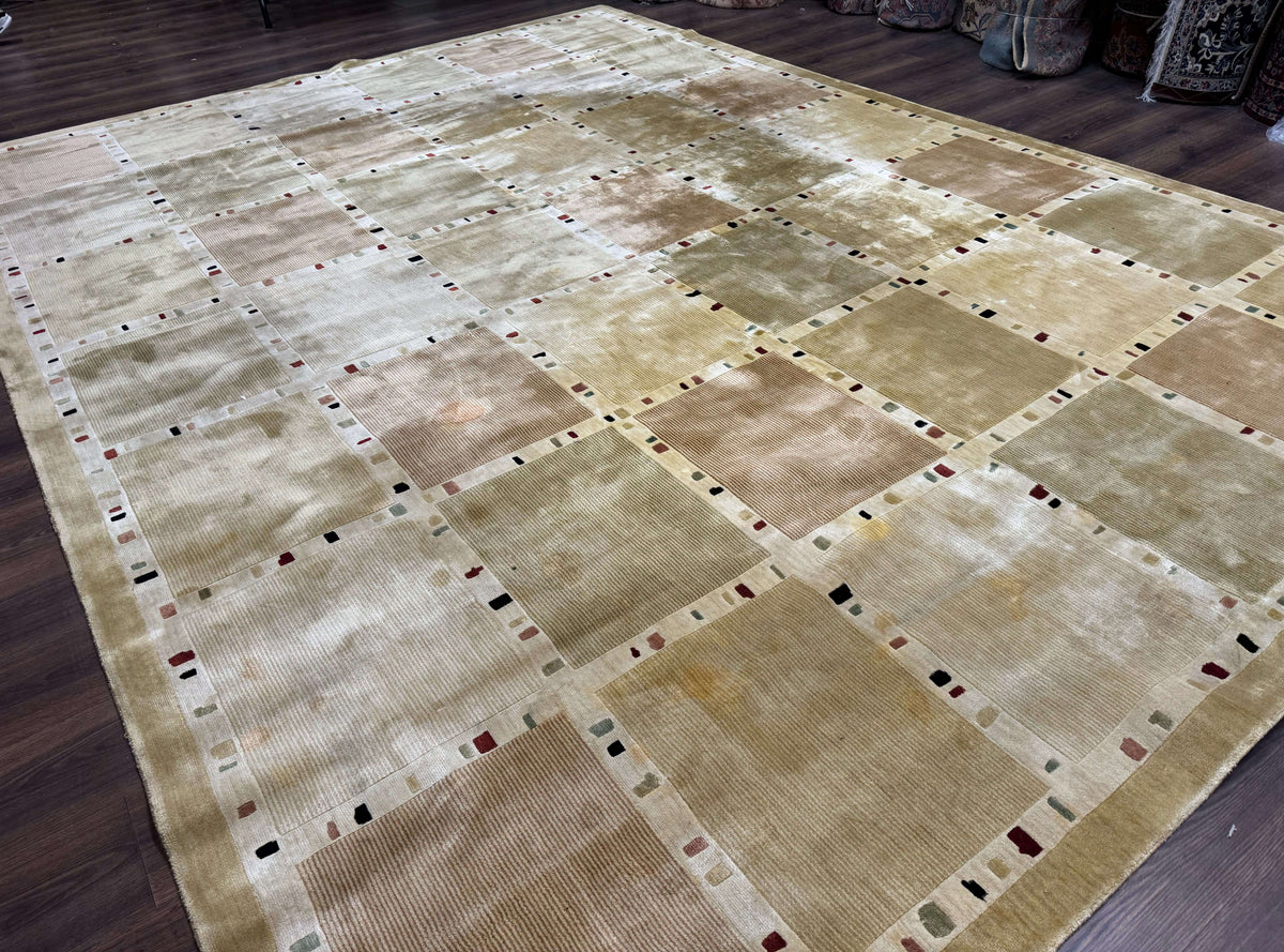 Large Wool Rug 10x13, Panel Design, Modern Contemporary Carpet - Jewel Rugs, view 13