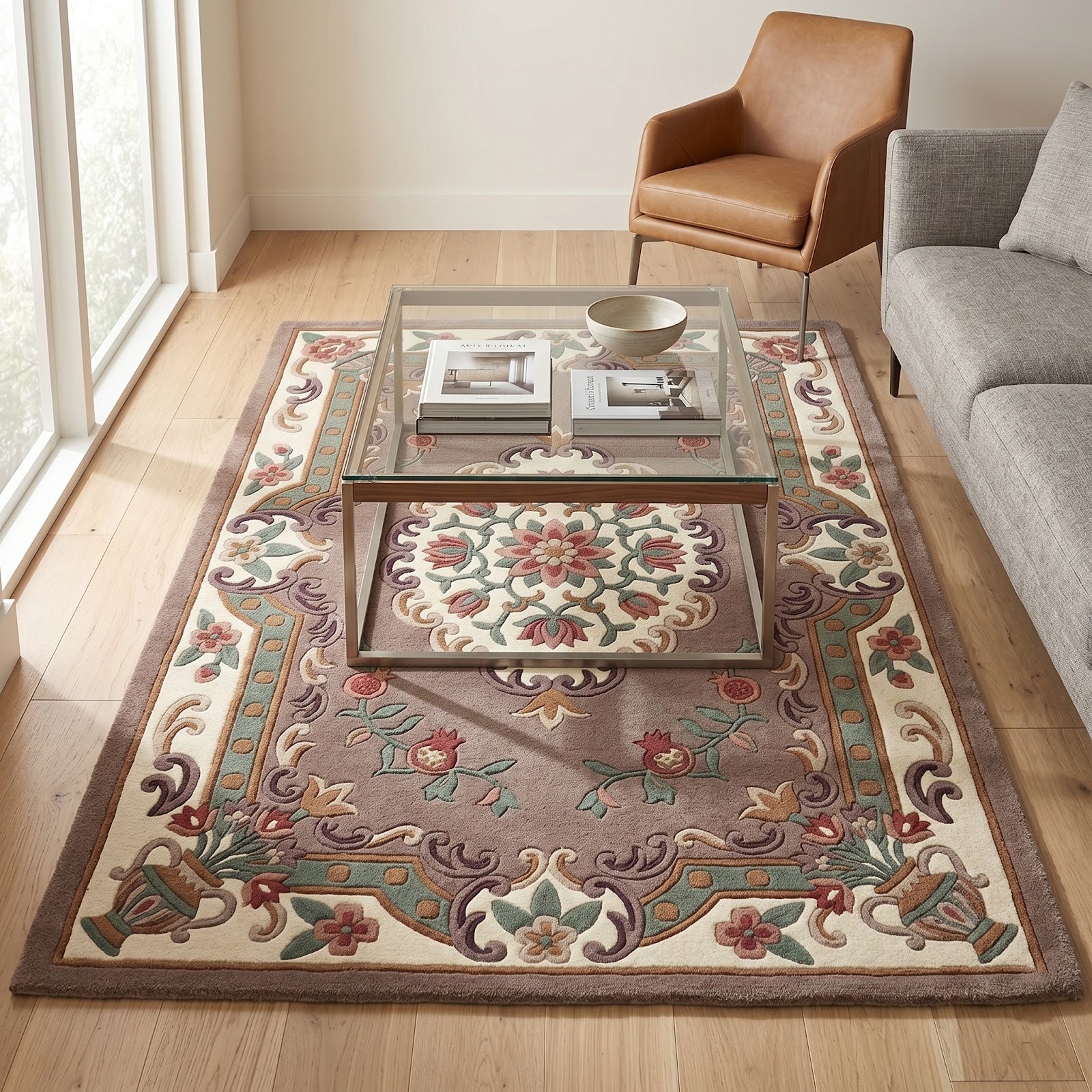 Traditional Floral Medallion Hand Tufted Wool Rug | Vintage Botanical Area Rug — 2x3 ft'