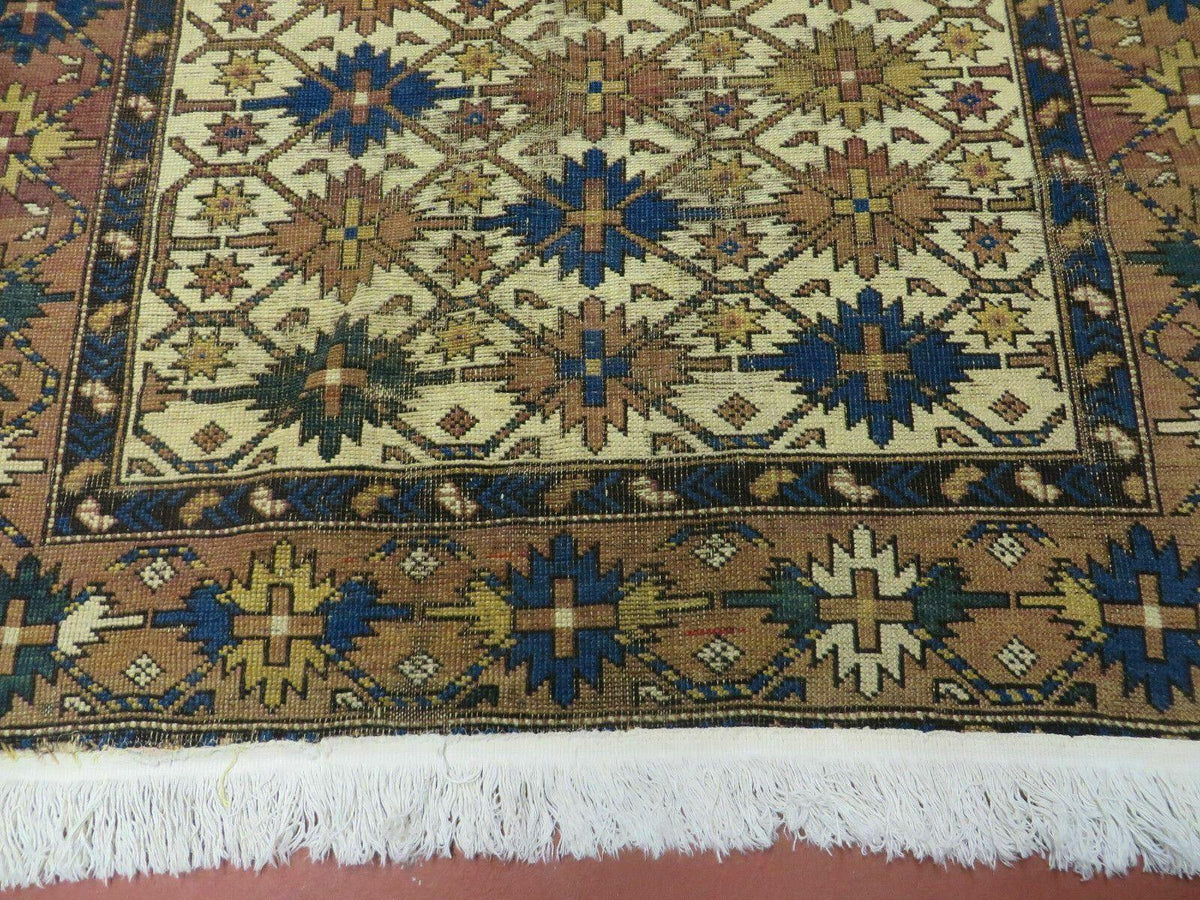 4' X 5' Antique Handmade Caucasian Kazak Shirvan Wool Rug Snow Flakes - Jewel Rugs, view 6