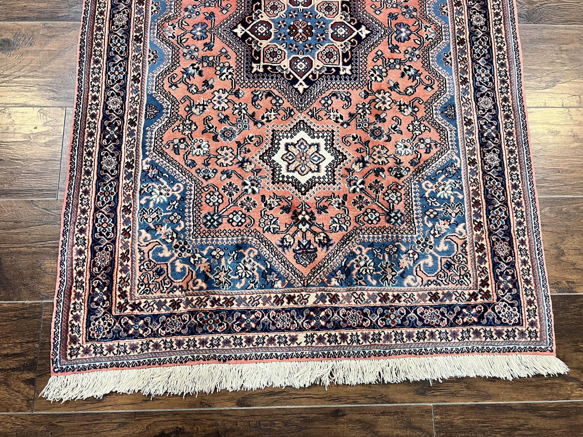 Persian Shiraz Rug 3x5, Geometric Tribal Rug, Wool Hand Knotted Vintage Carpet, Light Red & Blue, Signed by Masterweaver - Jewel Rugs, view 6